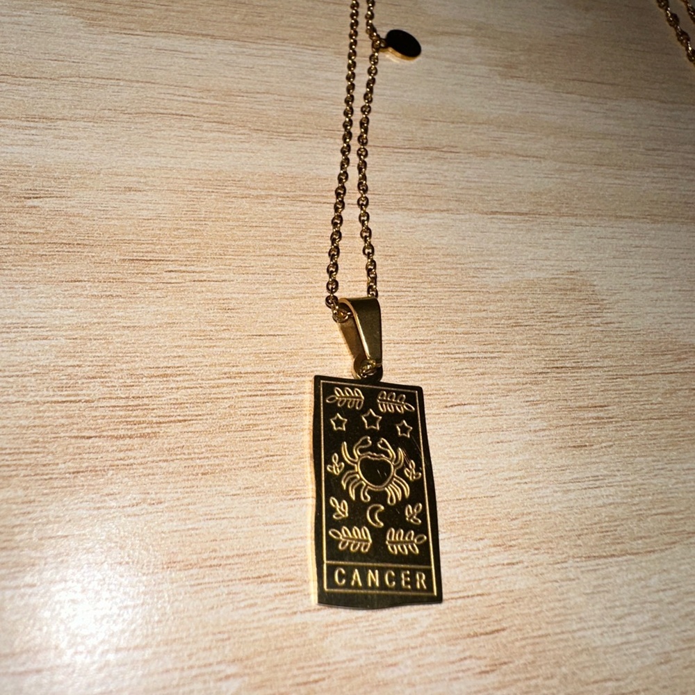 Gold Plated Cancer Zodiac Reversible Necklace - Picture 8 of 9